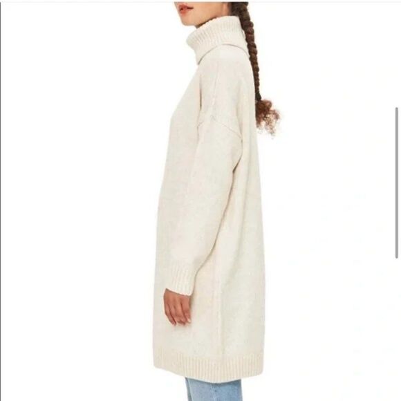 Topshop Turtleneck Sweater Dress Tunic - size 6 in Oat - Picture 4 of 16